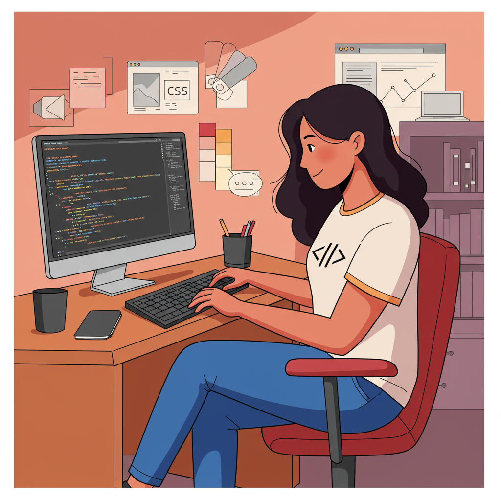 Ragazza sviluppo web front-end